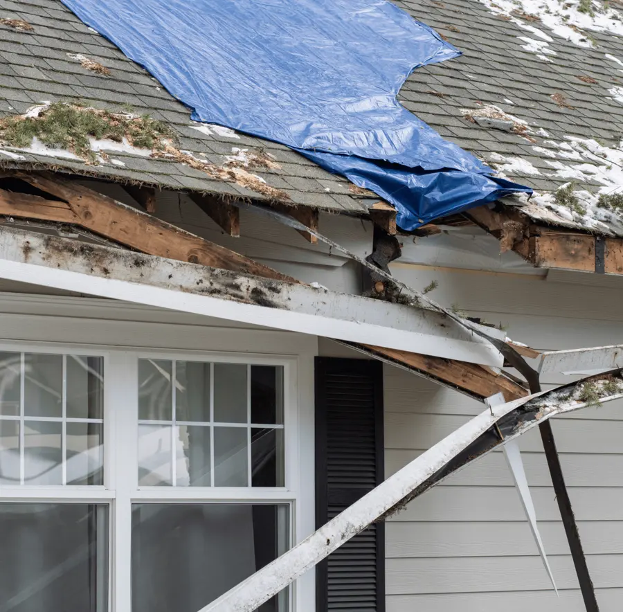 Emergency tarp on a storm-damaged roof in Altamonte Springs, FL
